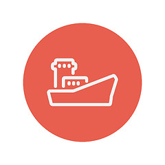 Image showing Cargo container ship thin line icon