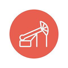 Image showing Pump jack oil crane thin line icon