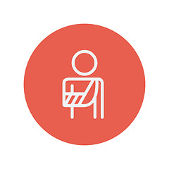 Image showing Injured man with bandages this line icon
