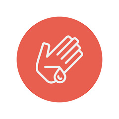 Image showing Wounded palm wash thin line icon