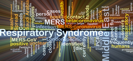 Image showing Middle East respiratory syndrome MERS background concept glowing