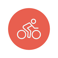Image showing Sport bike and rider thin line icon