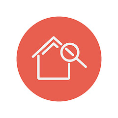 Image showing House and magnifying glass thin line icon