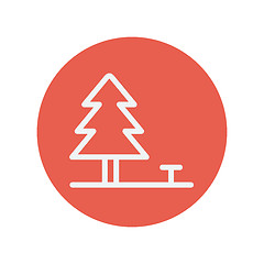 Image showing Pine tree thin line icon