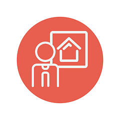 Image showing Real estate agent speech thin line icon