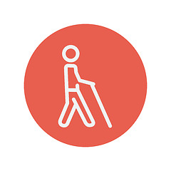 Image showing Man with stick thin line icon