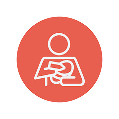 Image showing Mother and baby breastfeeding thin line icon