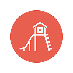 Image showing Playhouse with slide thin line icon