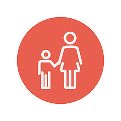 Image showing Mother and child thin line icon