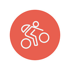 Image showing Mountain bike rider thin line icon