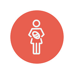 Image showing Mother breastfeeding her baby thin line icon