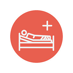 Image showing Patient is lying on medical bed thin line icon