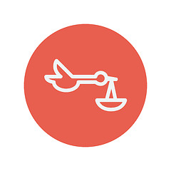Image showing Baby basket and stork thin line icon