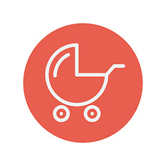 Image showing Baby stroller thin line icon