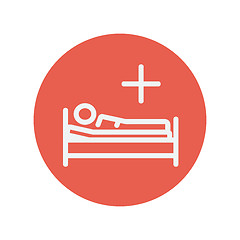 Image showing Medical bed with patient thin line icon