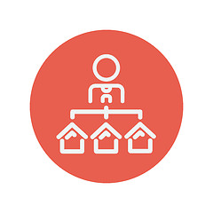 Image showing Agent with three houses for sale thin line icon