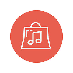 Image showing Shopping bag with musical note thin line icon