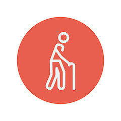 Image showing Man with cane thin line icon