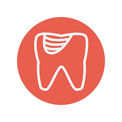 Image showing Tooth decay thin line icon