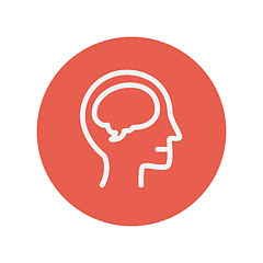 Image showing Human head with brain thin line icon