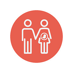 Image showing Husband with pregnant wife thin line icon