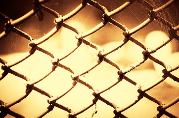 Image showing Green metal iron mesh background.