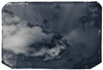 Image showing Vintage sky background with dark border and retro texture.