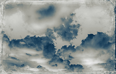 Image showing Vintage sky background with dark border and retro texture.