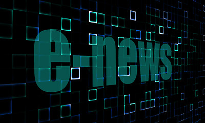 Image showing Pixelated words E-news on digital background