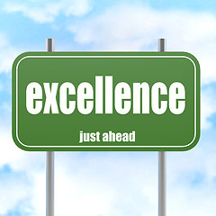 Image showing Green road sign with excellence word