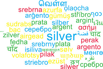 Image showing Silver multilanguage wordcloud background concept