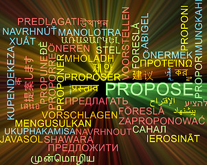 Image showing Propose multilanguage wordcloud background concept glowing