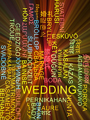 Image showing Wedding multilanguage wordcloud background concept glowing