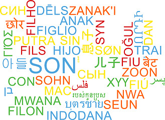 Image showing Son multilanguage wordcloud background concept