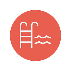 Image showing Swimming pool ladder thin line icon