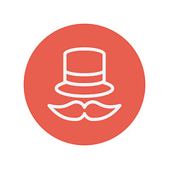 Image showing Vintage fashion hat and mustache thin line icon
