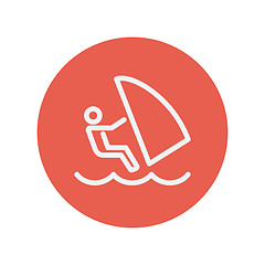 Image showing Wind surfing thin line icon