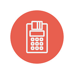 Image showing Electric calculator with paper thin line icon