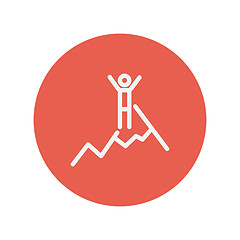 Image showing Skiing in ice mountain thin line icon