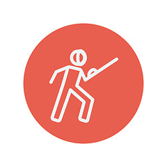 Image showing Fencing sport thin line icon