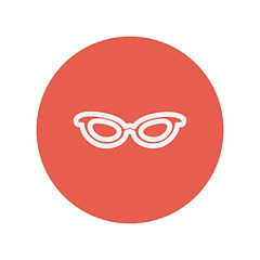 Image showing Retro cat eyeglasses thin line icon