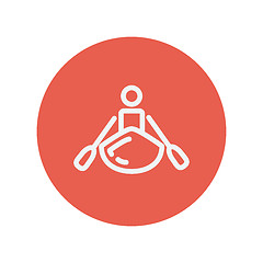 Image showing Man doing kayaking thin line icon