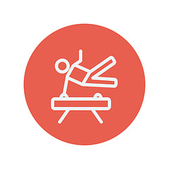 Image showing Gymnast on pommel horse thin line icon