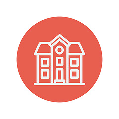 Image showing Two storey house building thin line icon