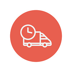 Image showing On time dlivery van thin line icon