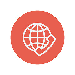 Image showing Global internet shopping thin line icon