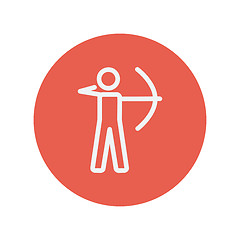 Image showing Archery sport thin line icon