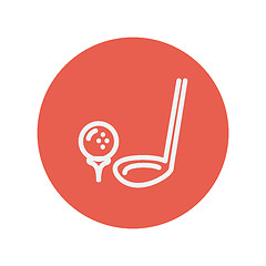 Image showing Golf ball and putter thin line icon