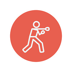 Image showing Boxing man with punch thin line icon