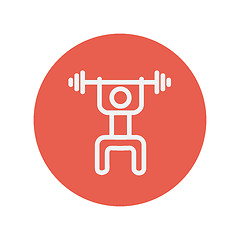 Image showing Weightlifter man with barbell thin line icon